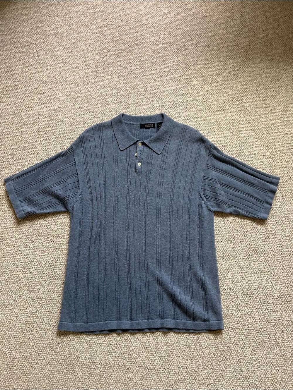 Cambridge Classics Men’s Knit Polo Shirt Medium Blue 100% Cotton Made in Austral